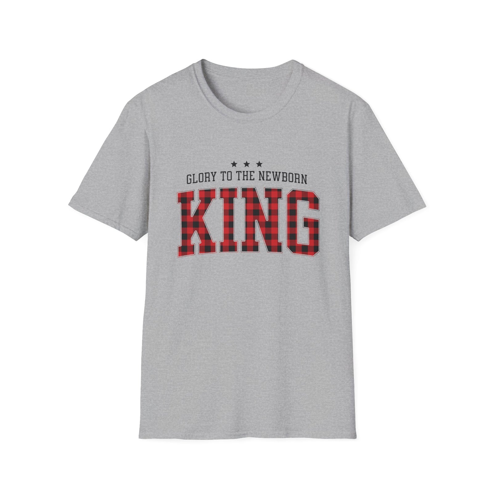 Glory to the Newborn King Christmas Season Unisex Tee Inspirational Buffalo Plaid T-Shirt