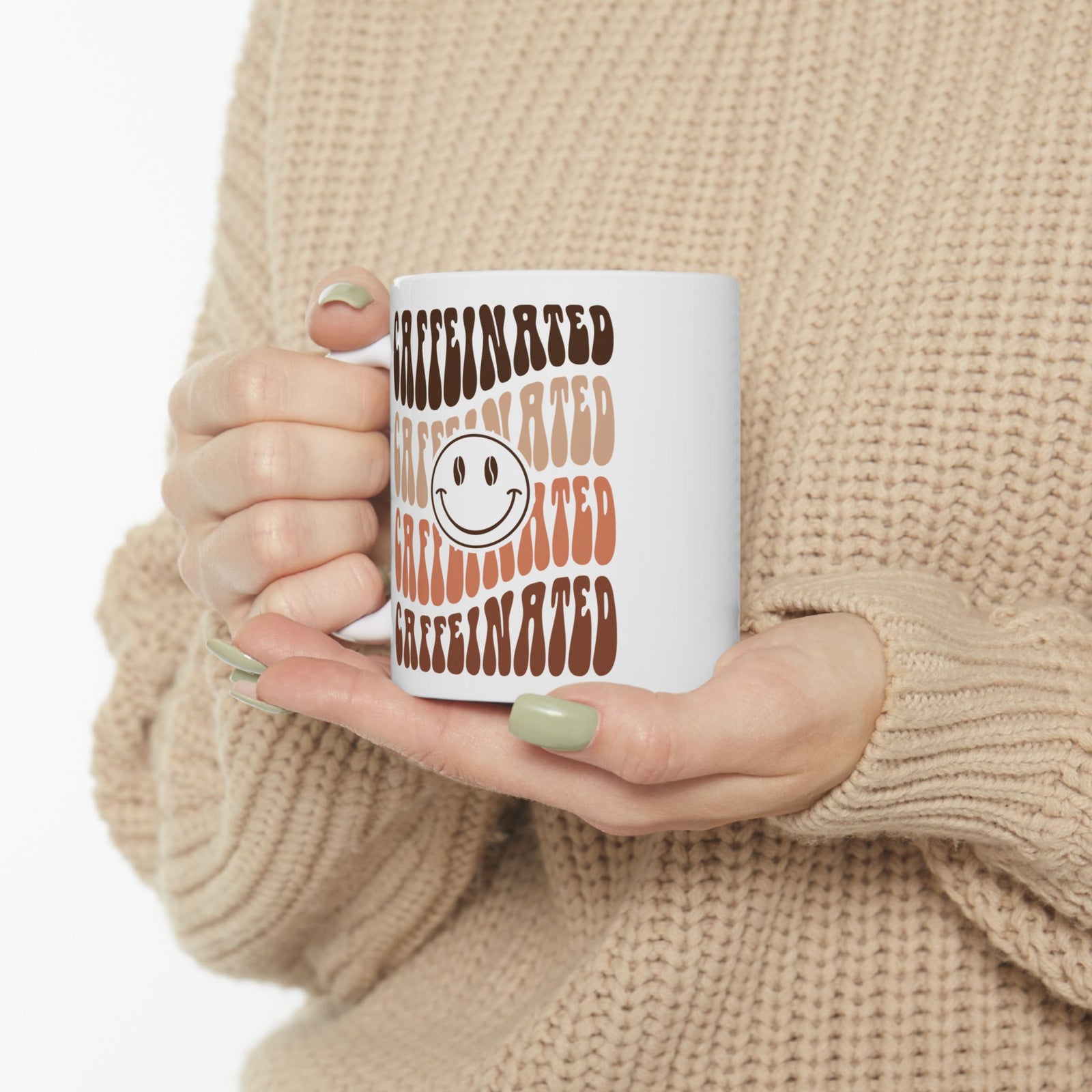 Caffeinated Smile Cute Ceramic Mug Coffee Cup (11oz & 15oz)