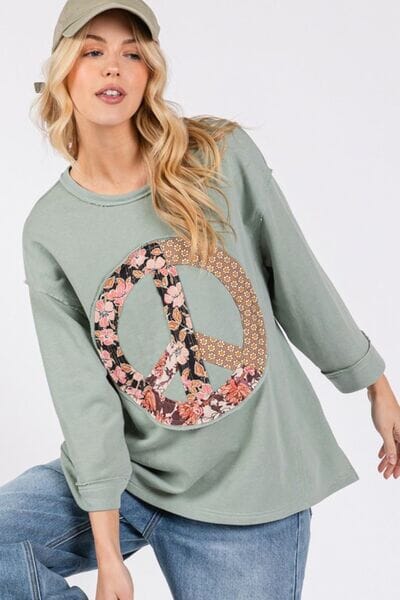 SAGE + FIG Floral Peace Patch Round Neck Top - Sydney So Sweet