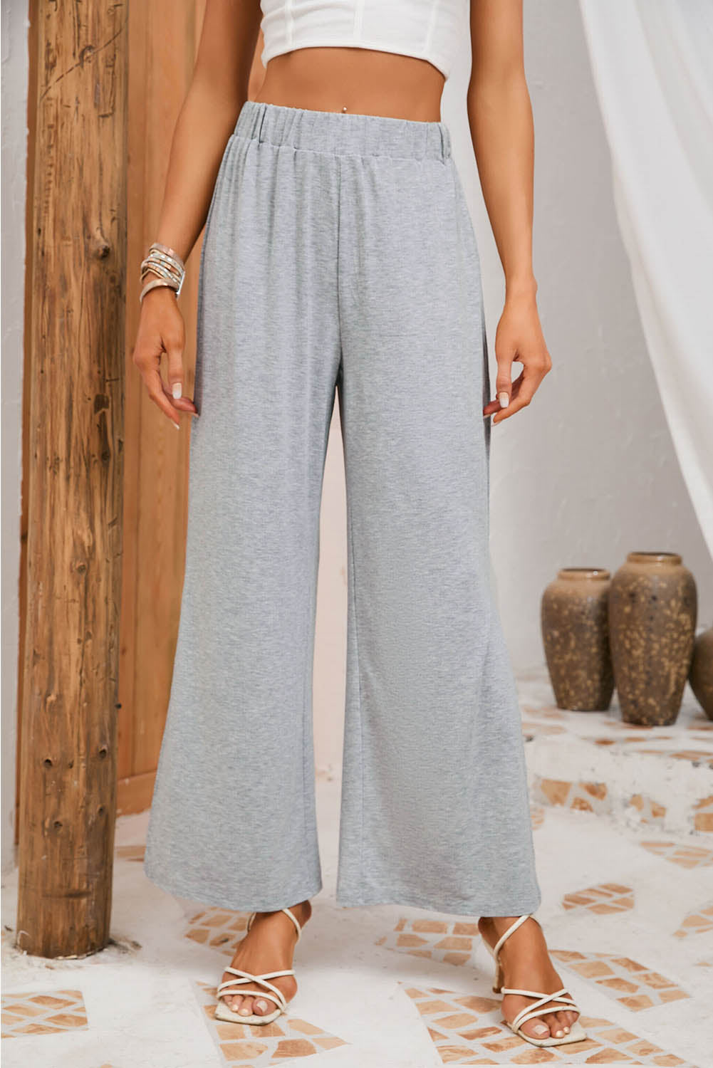 Slit Elastic Waist Pants - Sydney So Sweet