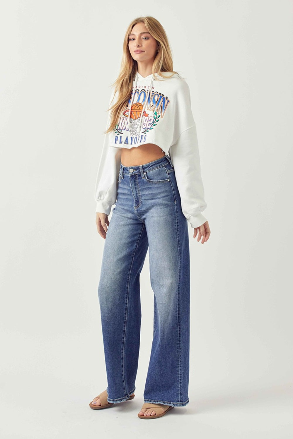 Risen Full Size High Rise Wide Leg Jeans - Sydney So Sweet