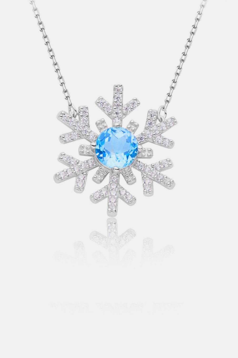 925 Sterling Silver Topaz Snowflake Shape Necklace - Sydney So Sweet