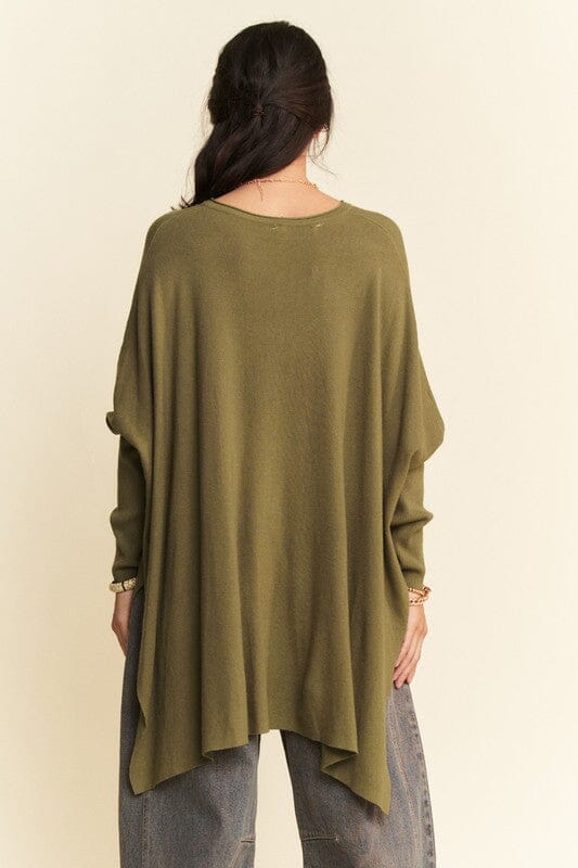 Davi & Dani High-Low Side Slit Batwing Sleeve Top - Sydney So Sweet
