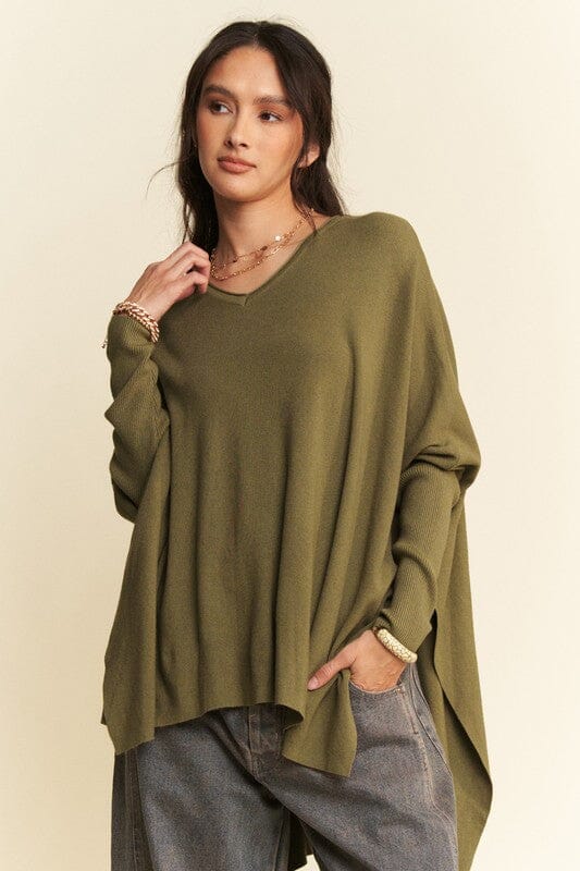 Davi & Dani High-Low Side Slit Batwing Sleeve Top - Sydney So Sweet