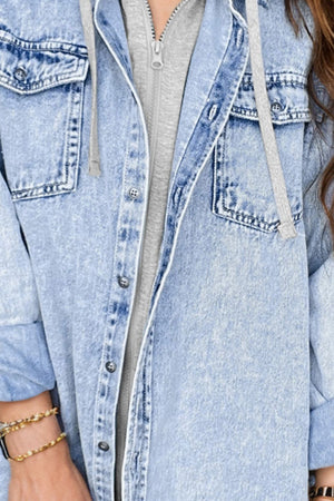 Distressed Button Up Long Sleeve Denim Jacket - Sydney So Sweet