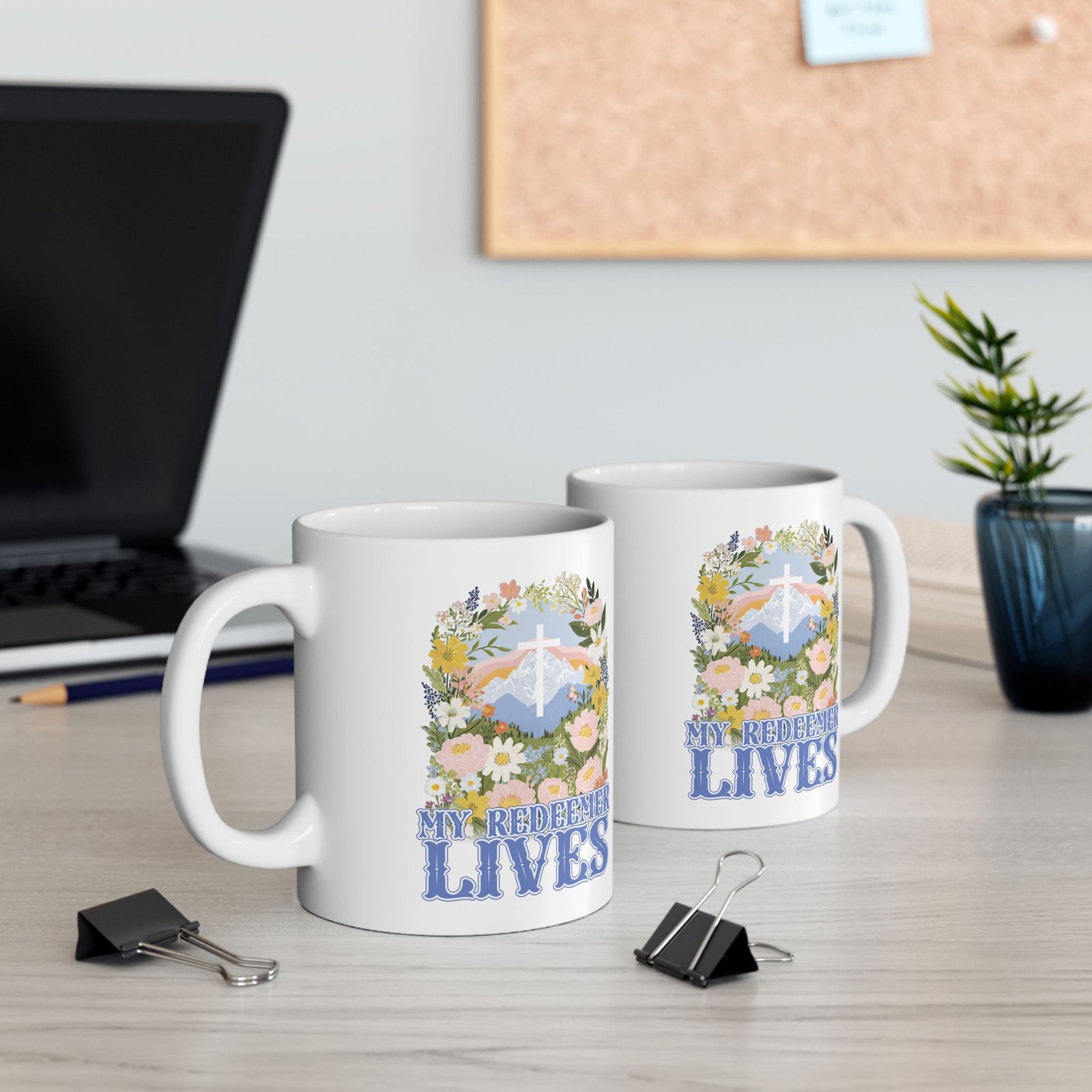 My Redeemer Lives Easter Christian Ceramic Mug Coffee Cup (11oz & 15oz)
