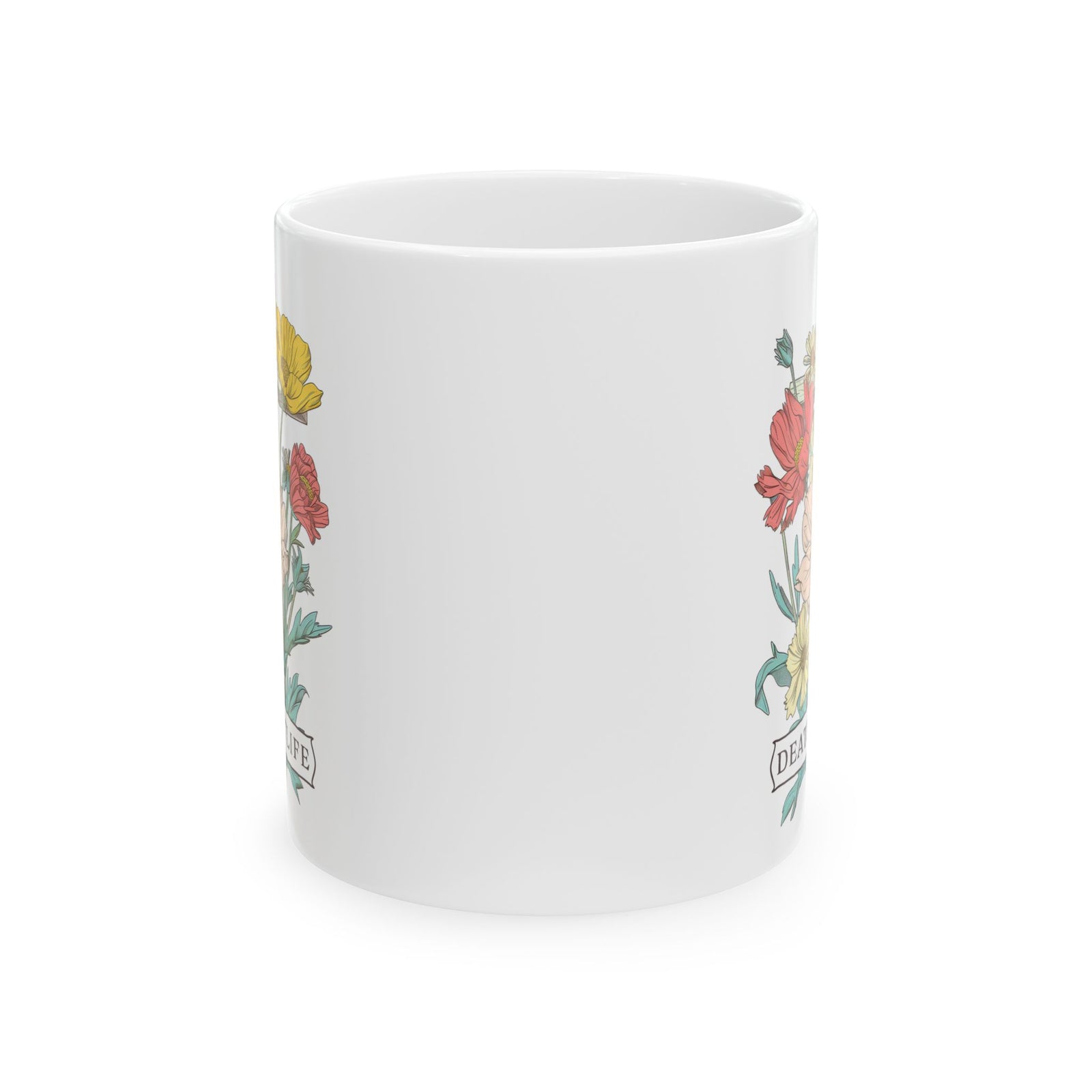 Death Came to Life Floral Cross Christian Ceramic Mug Coffee Cup (11oz & 15oz)