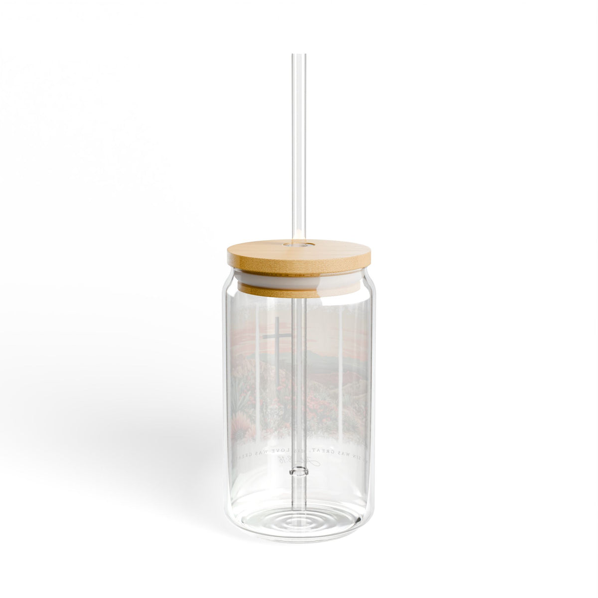 My Sin Was Great John 3:16 Christian Sipper Glass 16oz Reusable Drink Jar with Lid & Straw