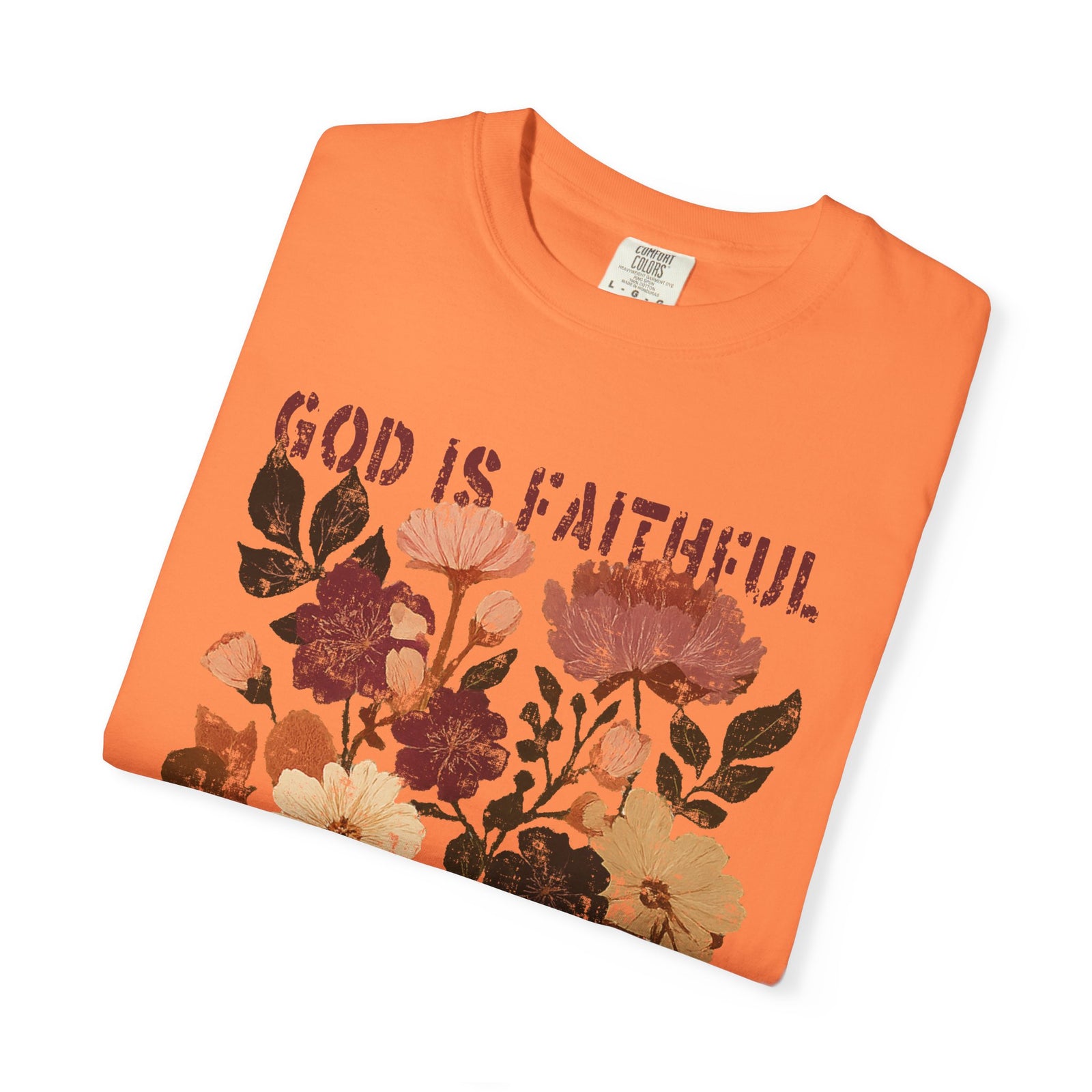 God is Faithful Floral Pumpkin T-Shirt Christian Distressed Fall Graphic Tee