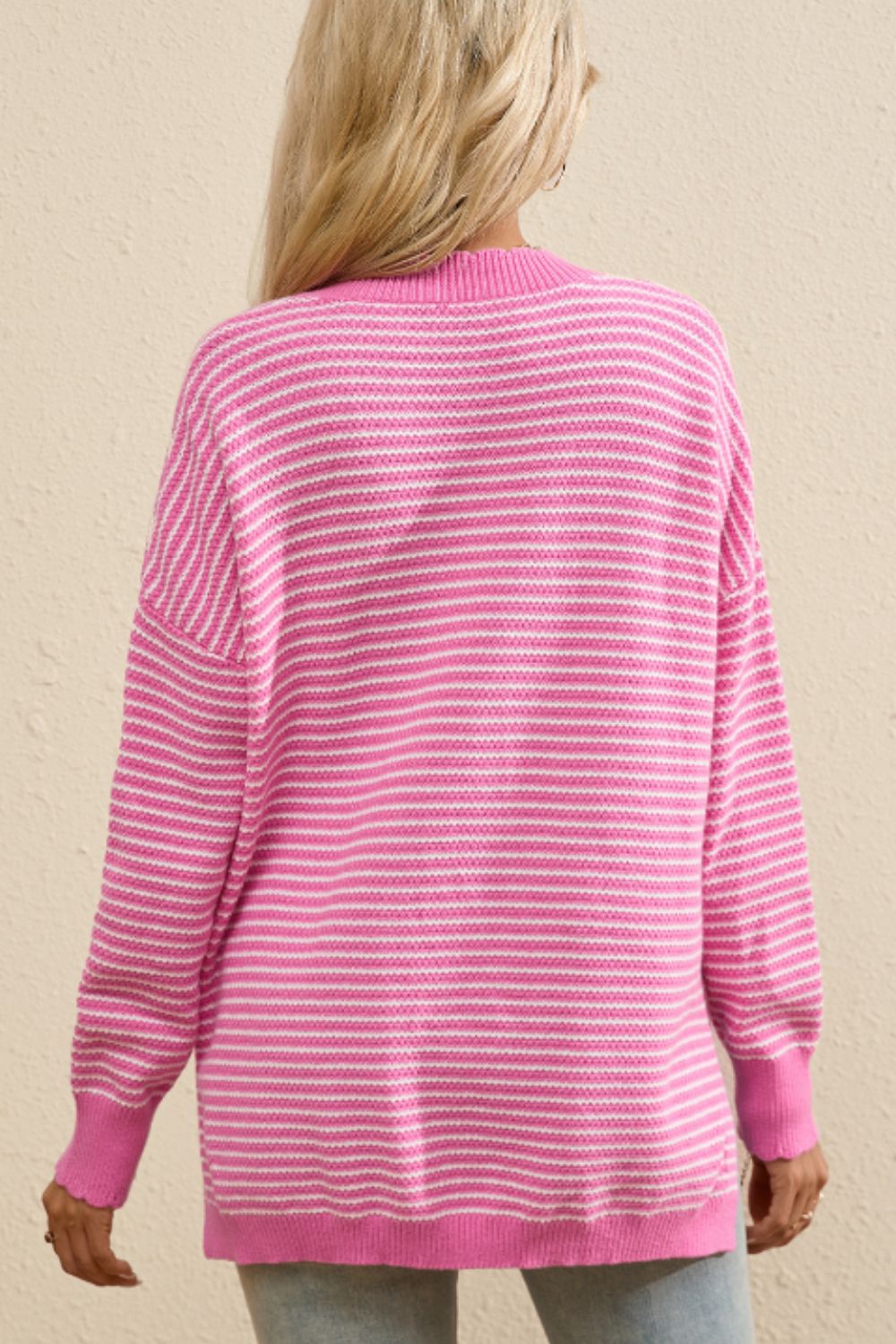 Striped V-Neck Dropped Shoulder Sweater - Sydney So Sweet