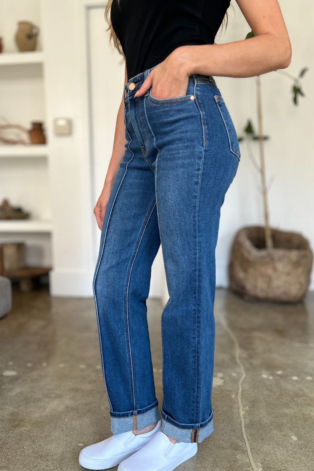 Judy Blue Full Size High Waist Front Seam Detail Straight Jeans - Sydney So Sweet