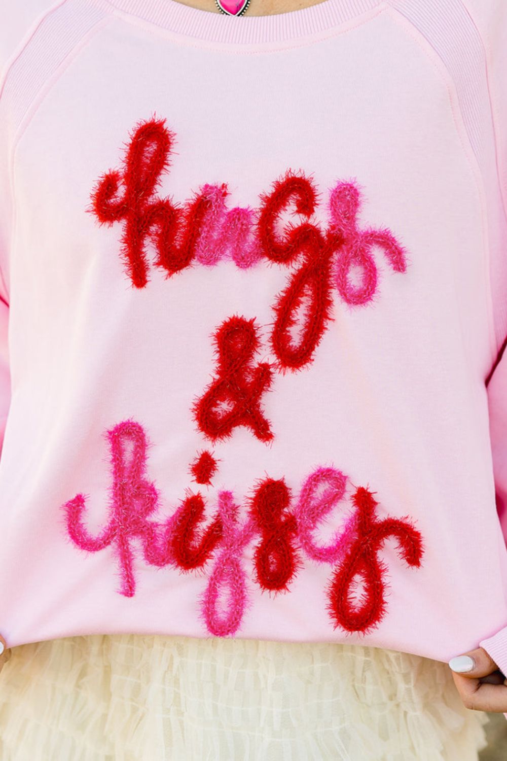 Valentine’s Day HUG AND KISSES Round Neck Sweatshirt - Sydney So Sweet