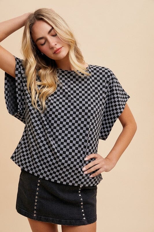 Annie Wear Checkered Round Neck Short Sleeve T-Shirt - Sydney So Sweet