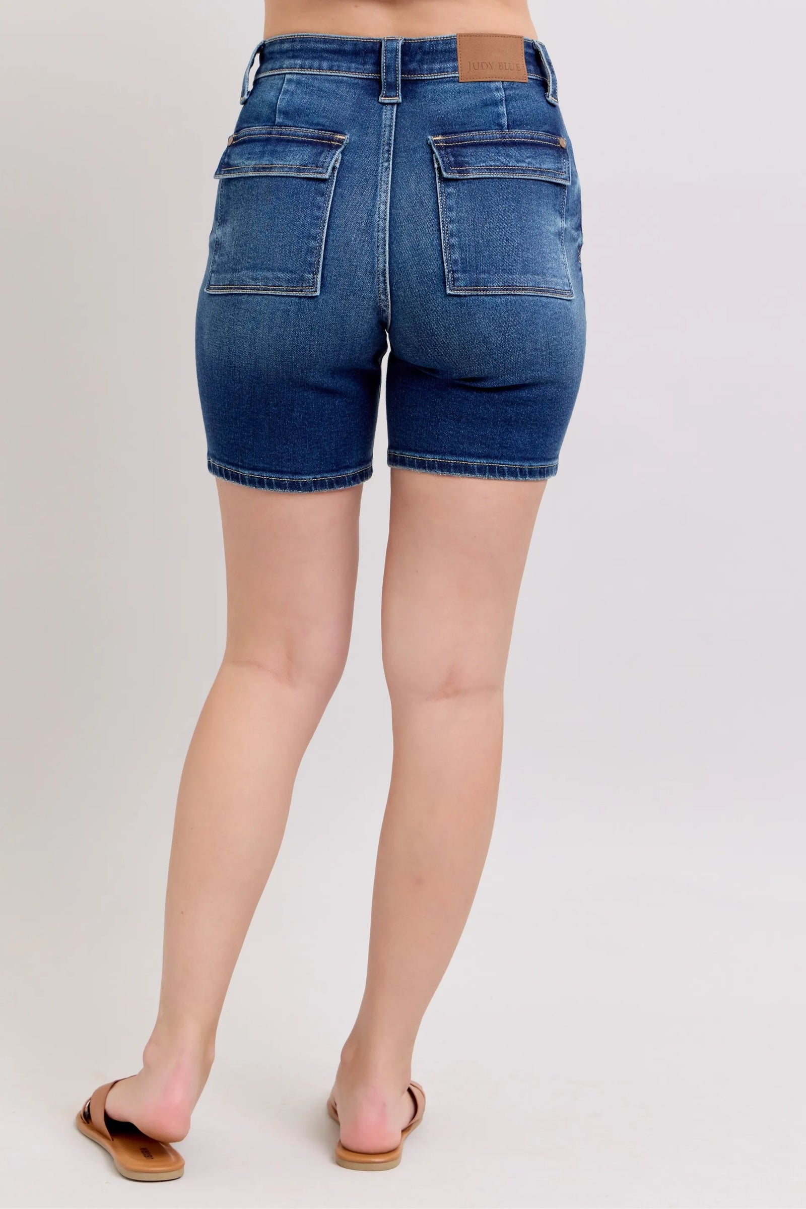 Judy Blue Full Size High Waist Bermudas Jeans W/ Back Flap Pockets Plus Size - Sydney So Sweet