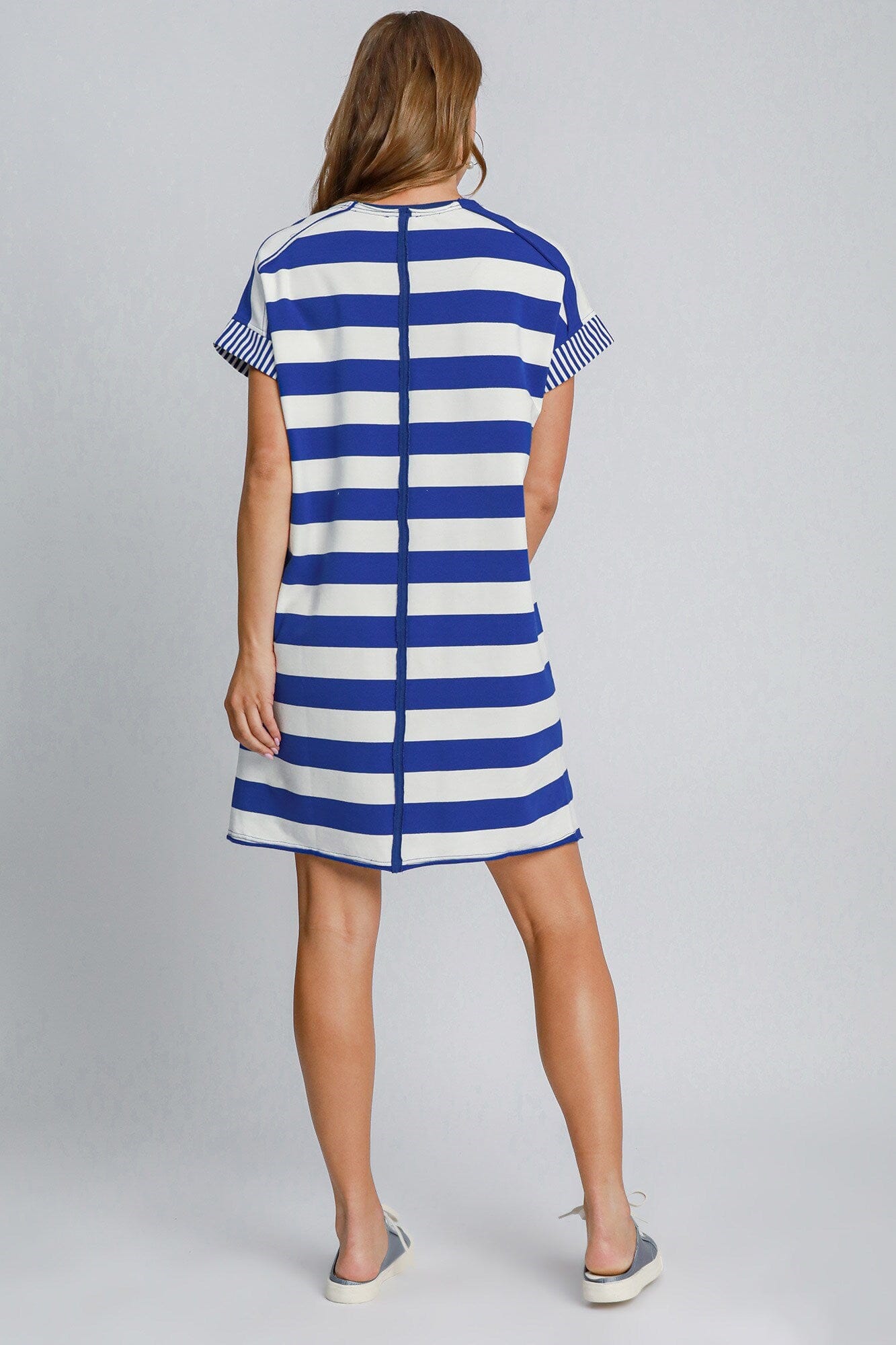 Umgee Peace Applique Striped Short Sleeve Mini Dress - Sydney So Sweet