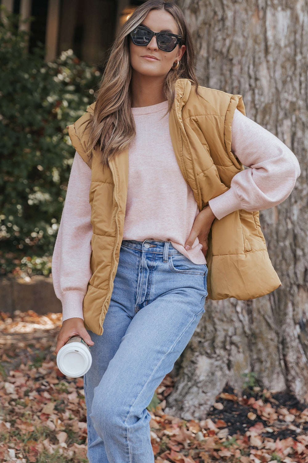 Pocketed Zip Up Vest Coat - Sydney So Sweet