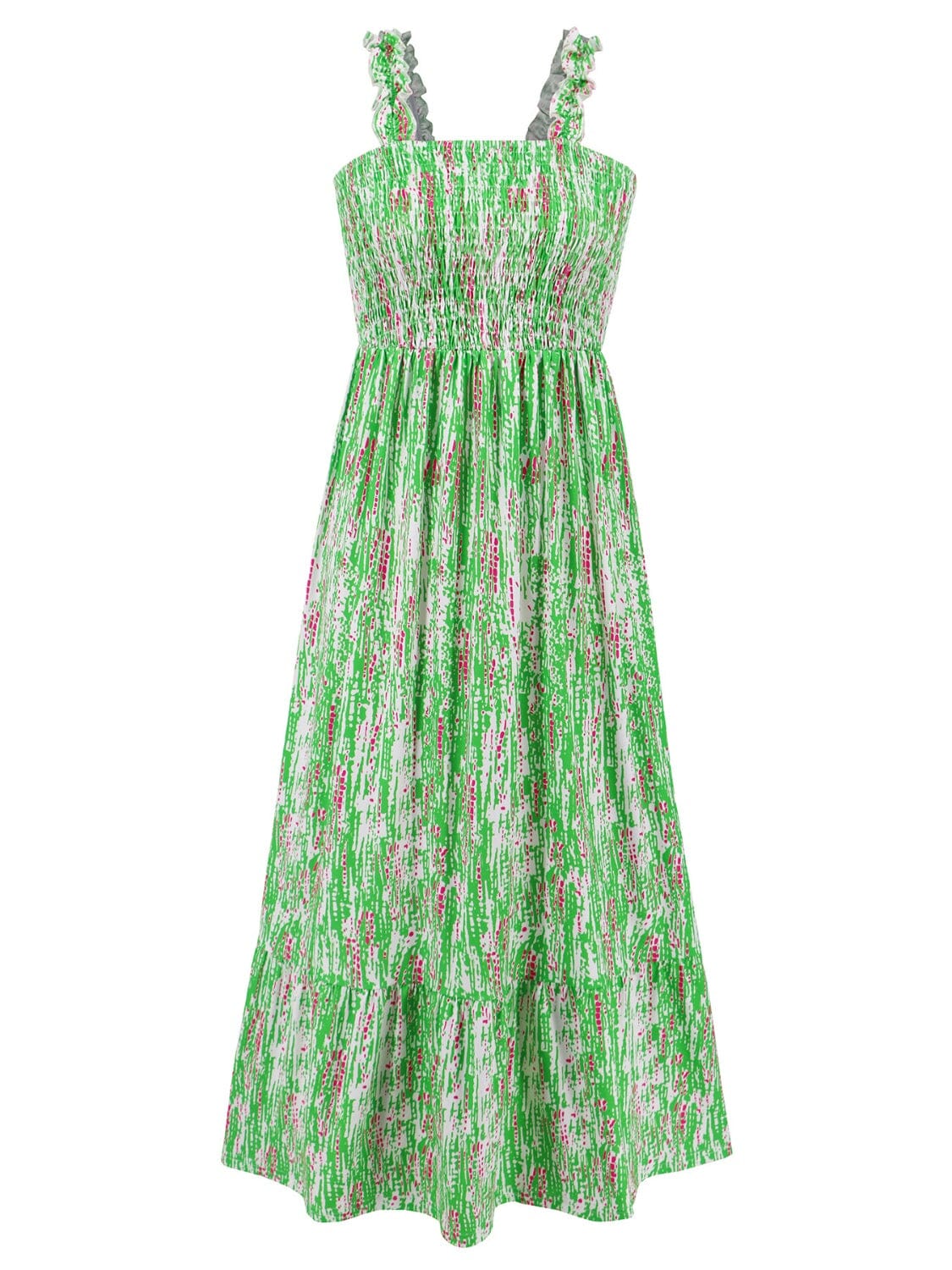 Smocked Printed Square Neck Sleeveless Dress - Sydney So Sweet