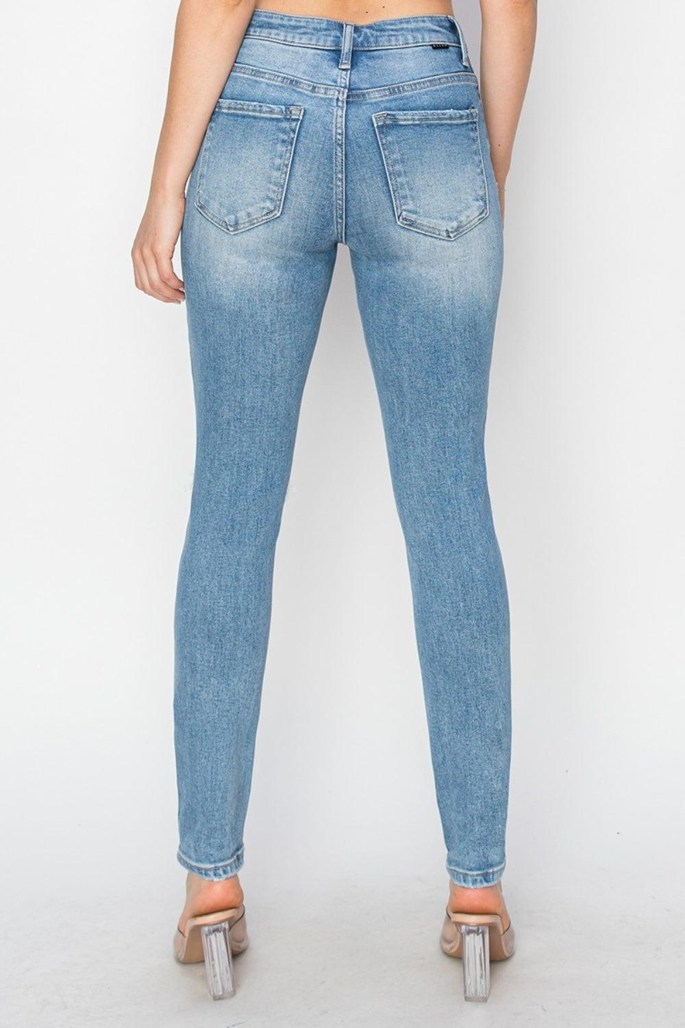 Risen Full Size High Rise Knee Distressed Skinny Jeans - Sydney So Sweet