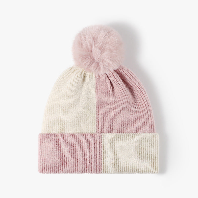 Color Block Knit Hat with Pom-pom - Sydney So Sweet