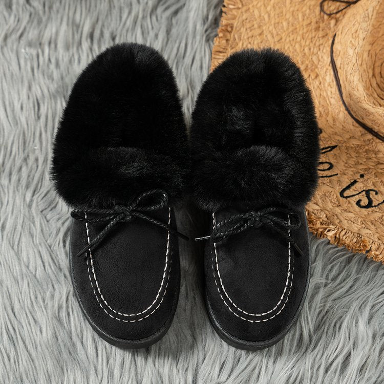 Thermal Fuzzy Tied Round Toe Boots - Sydney So Sweet