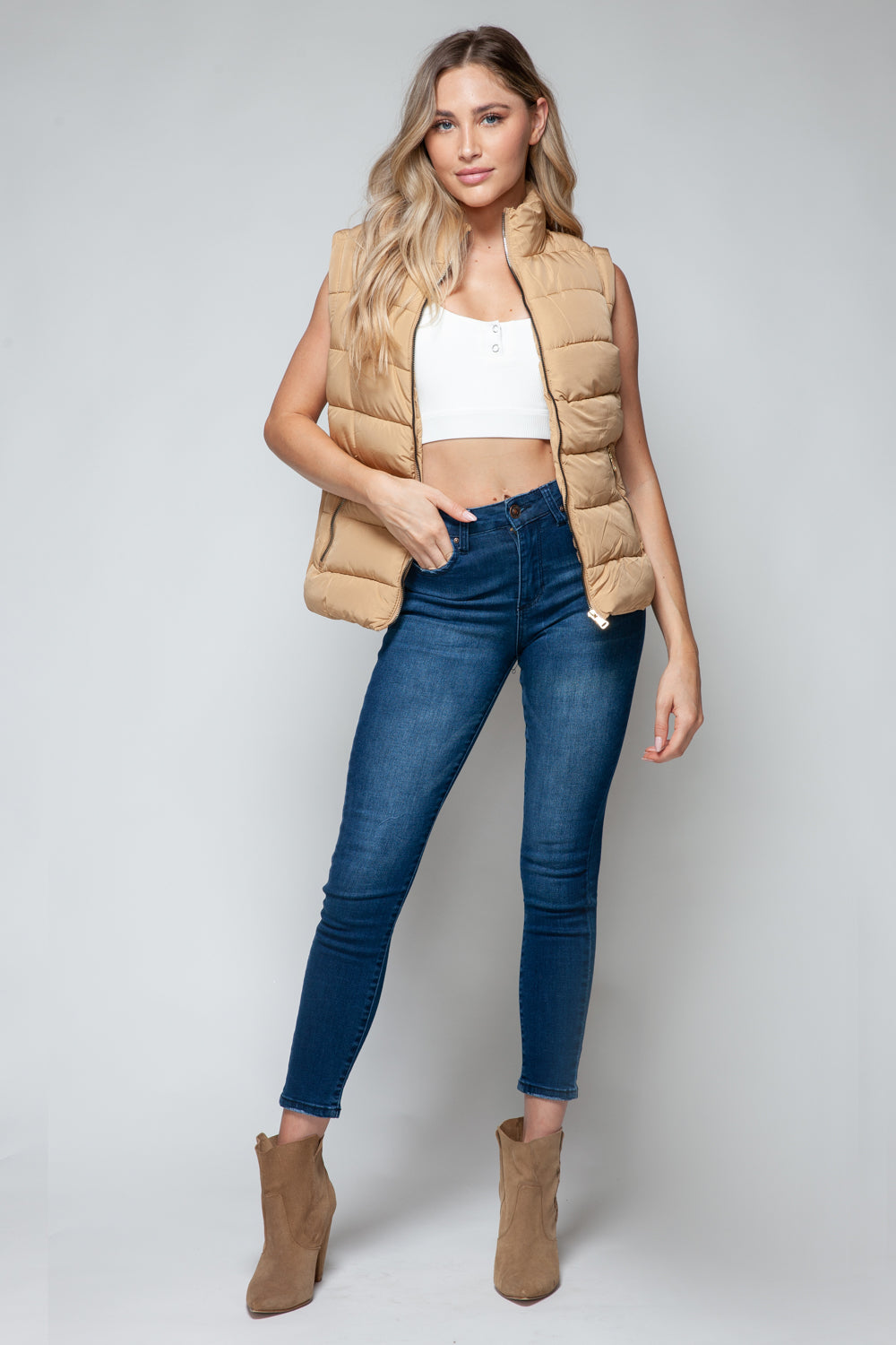 Snobbish Zip Up Turtleneck Vest with Pockets - Sydney So Sweet