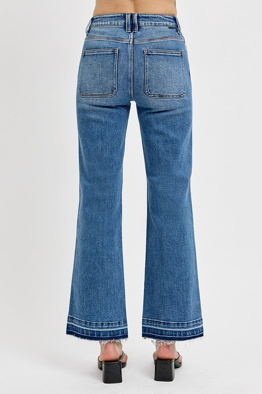 RISEN Full Size Raw Hem Ankle Bootcut Jeans Plus Size - Sydney So Sweet