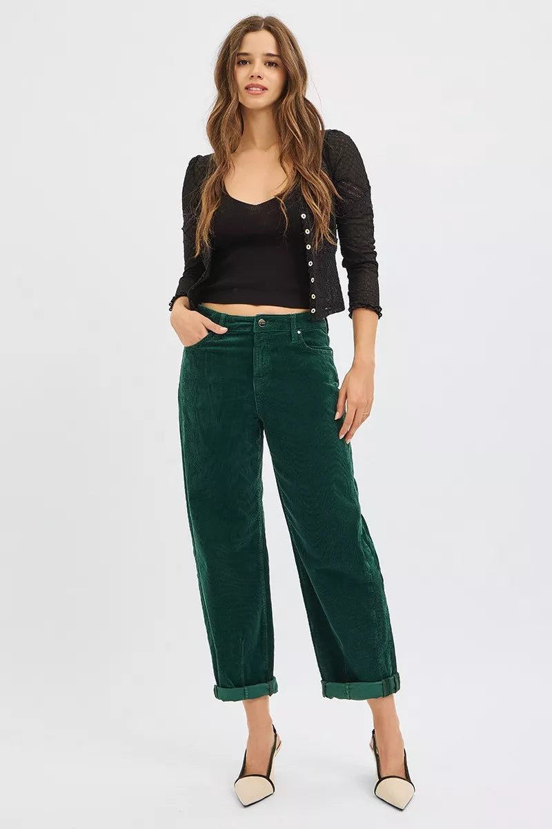 RISEN High Rise Crop Barrel Cordurory Pants - Sydney So Sweet