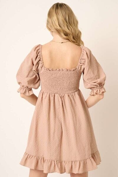 Mittoshop Smocked Ruffled Hem Half Sleeve Mini Dress - Sydney So Sweet