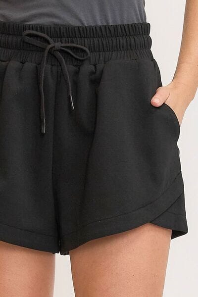 Umgee Full Size Drawstring Sweatshorts with Pockets Plus Size - Sydney So Sweet