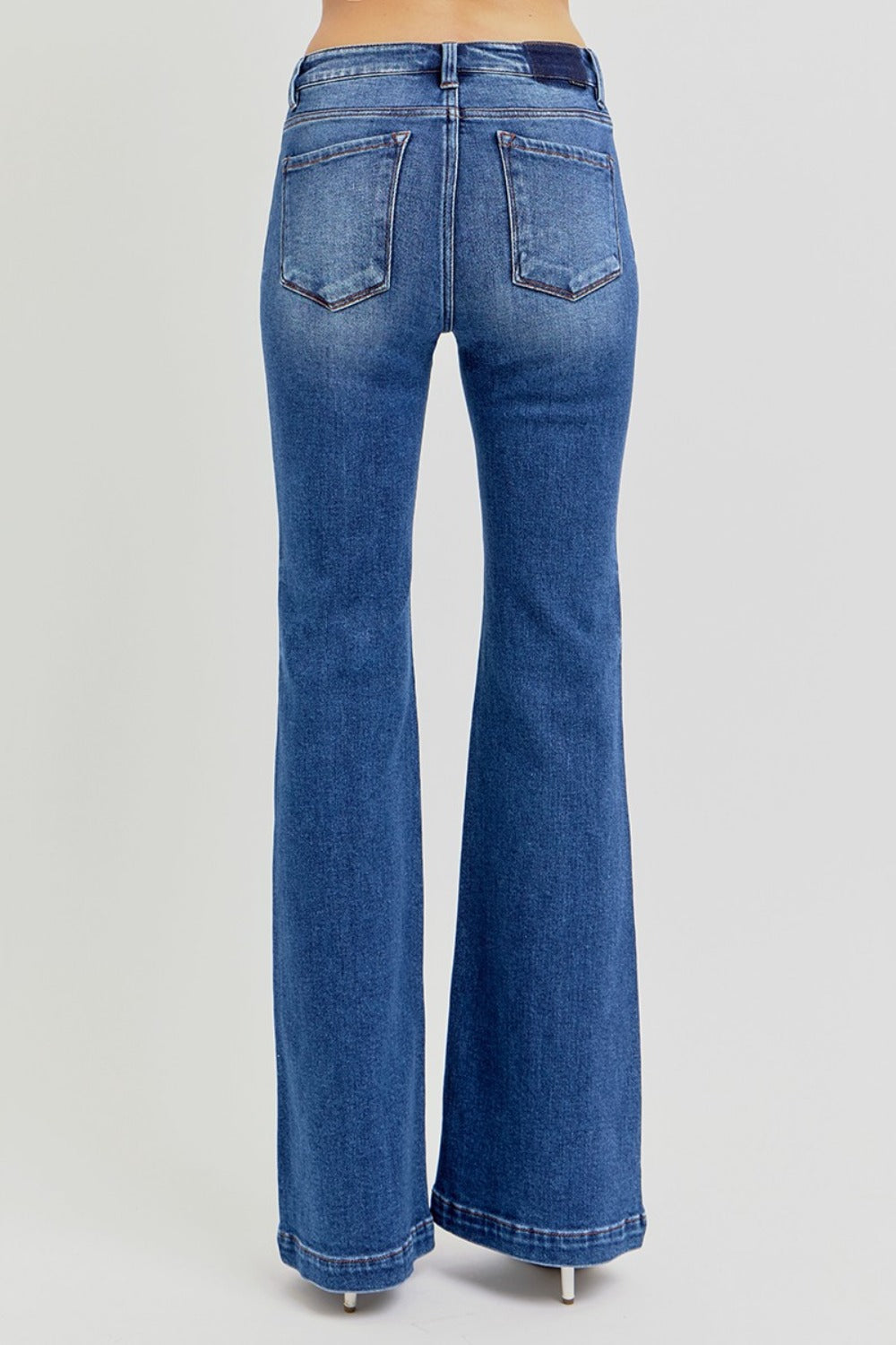 RISEN Full Size Low Rise Flare Jeans with Pockets - Sydney So Sweet