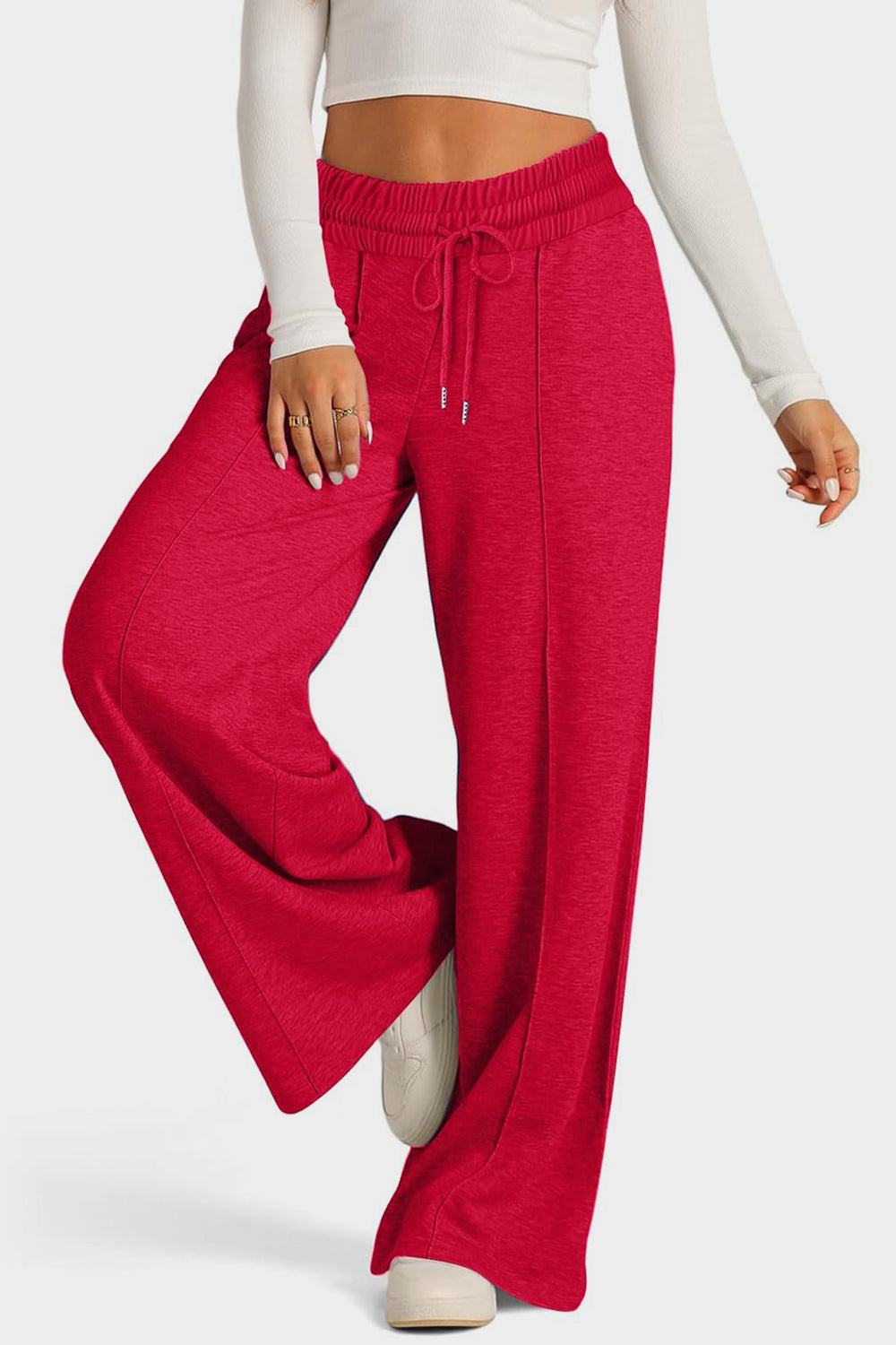 Drawstring Elastic Waist Wide Leg Pants - Sydney So Sweet