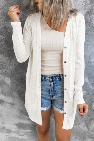 Double Take Button Down Long Sleeve Longline Cardigan - Sydney So Sweet