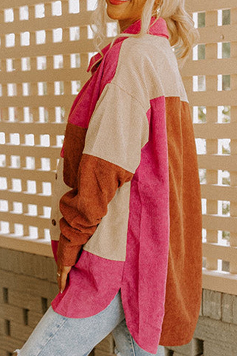 Color Block Long Sleeve Shacket - Sydney So Sweet