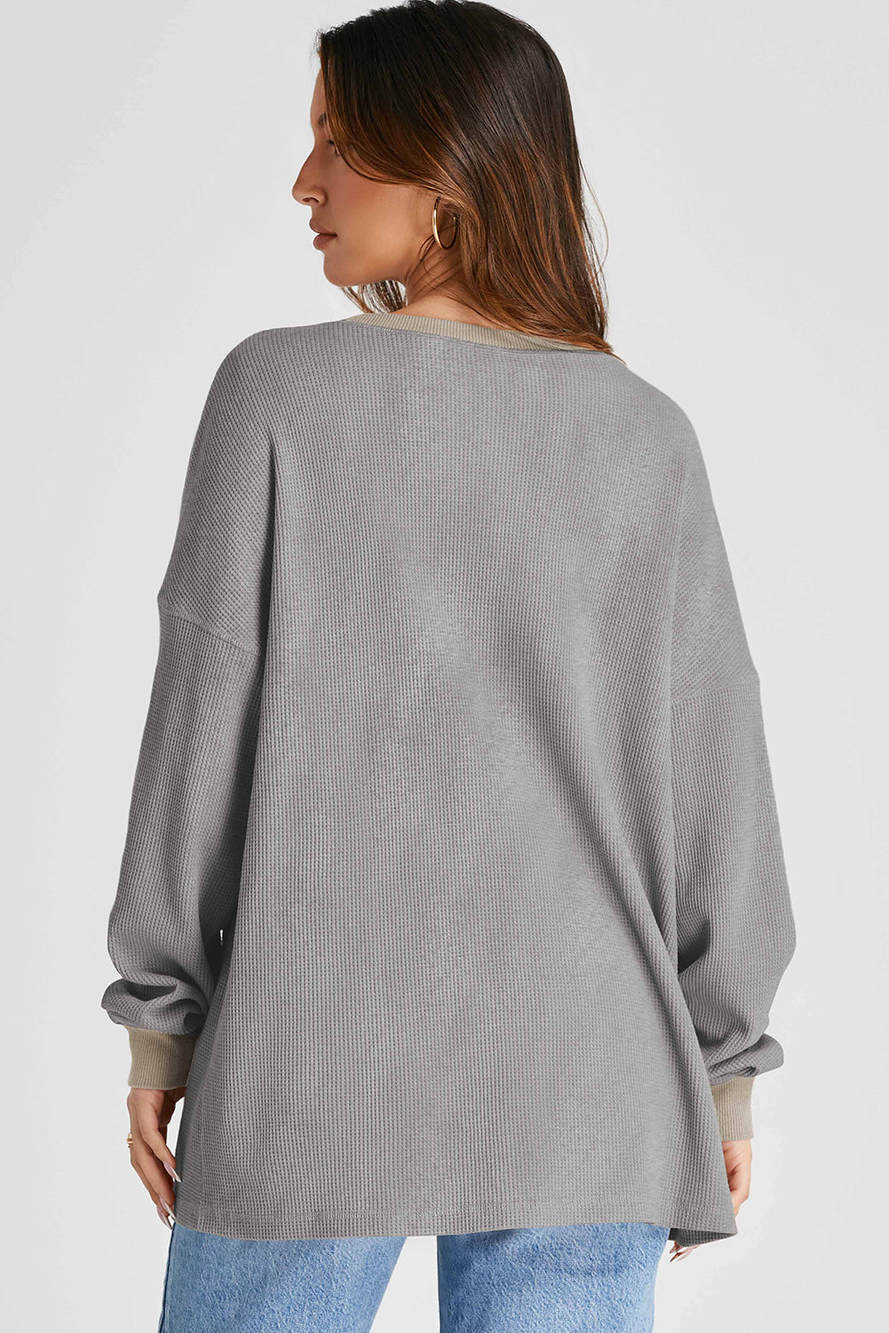 Waffle-Knit Long Sleeve Sweatshirt - Sydney So Sweet