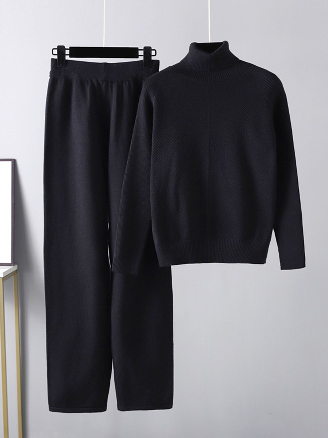 Basic Bae Turtleneck Raglan Sleeve Top and Pants Sweater Set - Sydney So Sweet