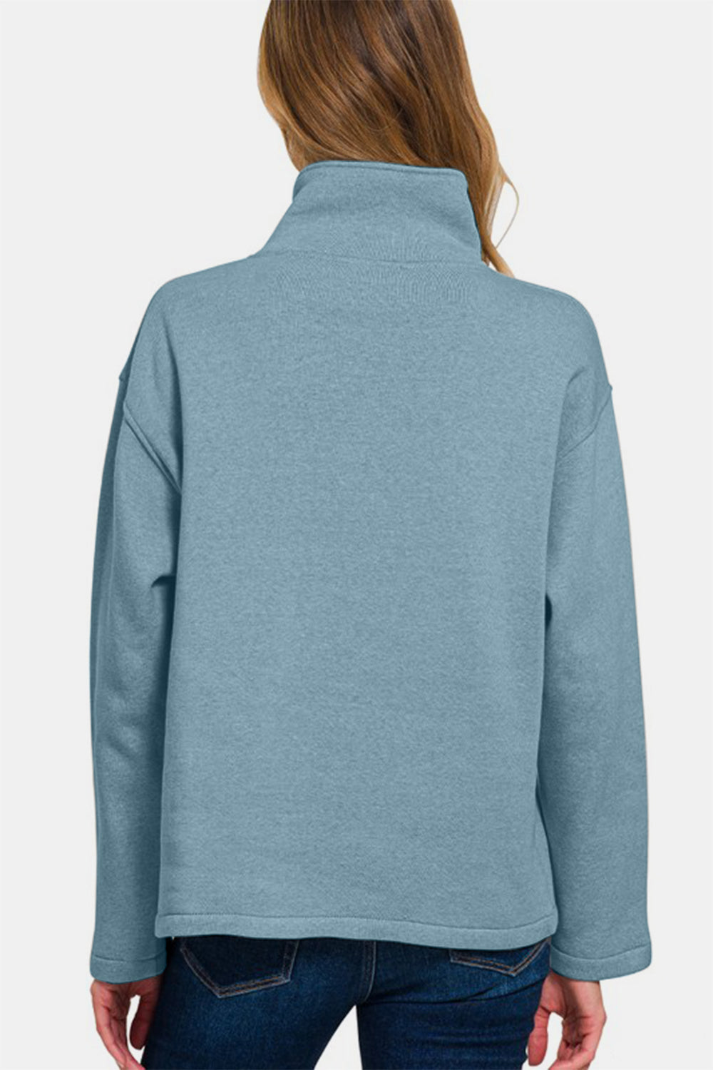 Zenana Turtleneck Half Snap Fleece Sweatshirt - Sydney So Sweet