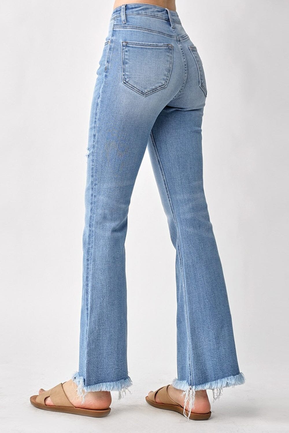 RISEN High Rise Frayed Hem Bootcut Jeans - Sydney So Sweet