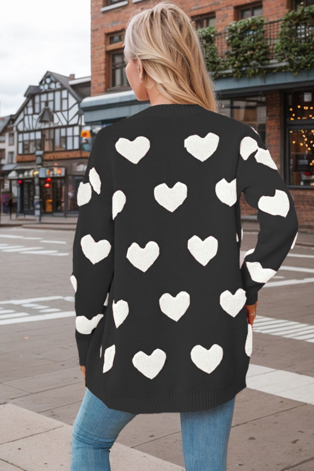 Heart Button Down Long Sleeve Cardigan - Sydney So Sweet