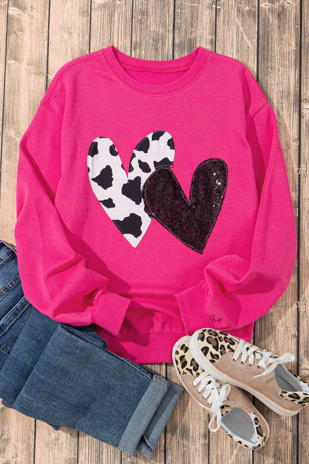 Heart Patch Long Sleeve Sweatshirt - Sydney So Sweet