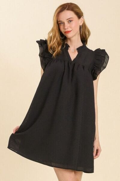 Umgee Full Size Layered Ruffle Sleeve Mini Dress Plus Size - Sydney So Sweet
