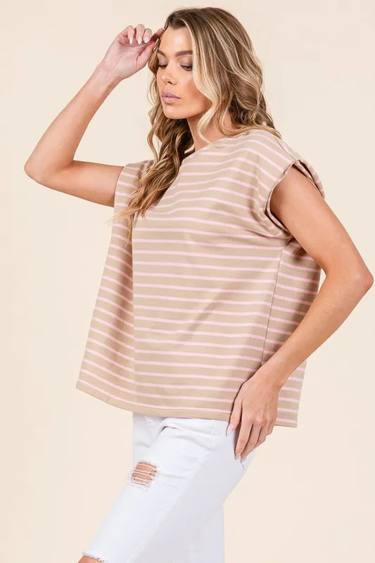 Lime 'N' Chili Striped Muscle Sleeve Top - Sydney So Sweet