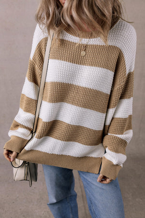 Color Block Round Neck Sweater - Sydney So Sweet