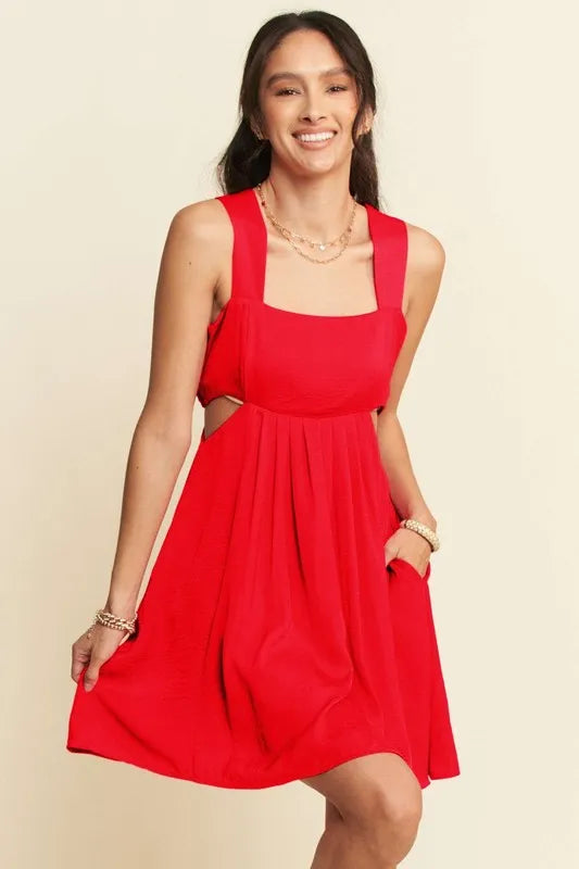 Davi & Dani Washed Satin Cutout Skirt Bandeau Mini Dress - Sydney So Sweet