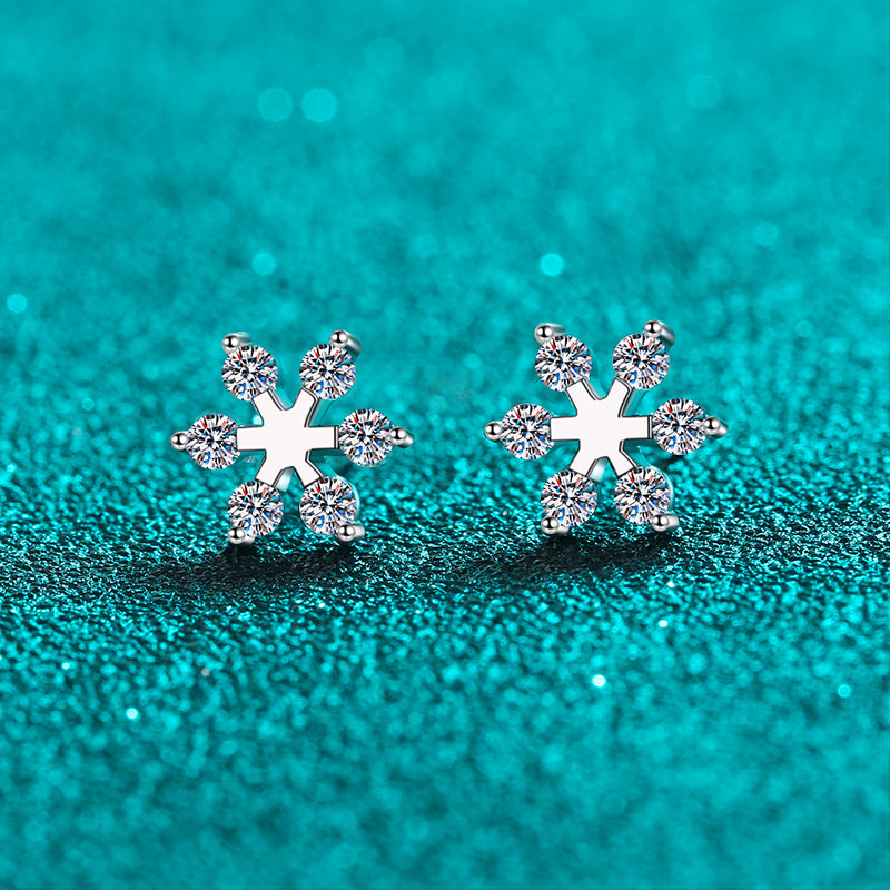 Moissanite 925 Sterling Silver Snowflake Shape Earrings - Sydney So Sweet