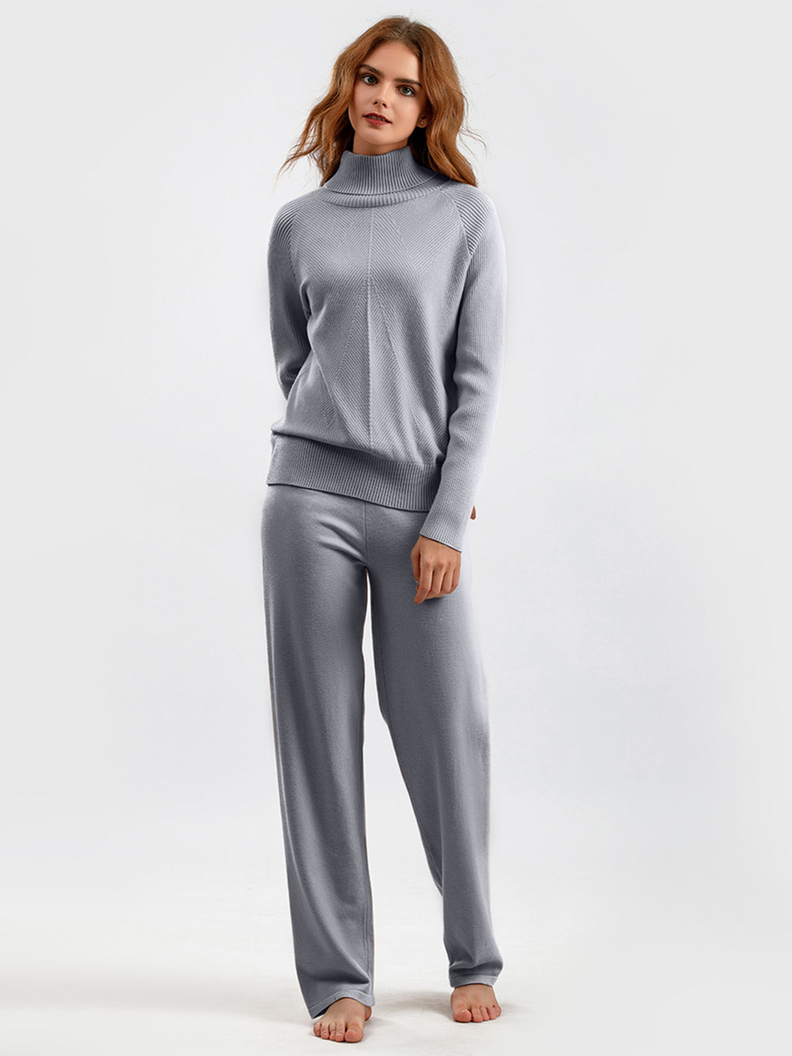 Basic Bae Turtleneck Raglan Sleeve Top and Pants Sweater Set - Sydney So Sweet