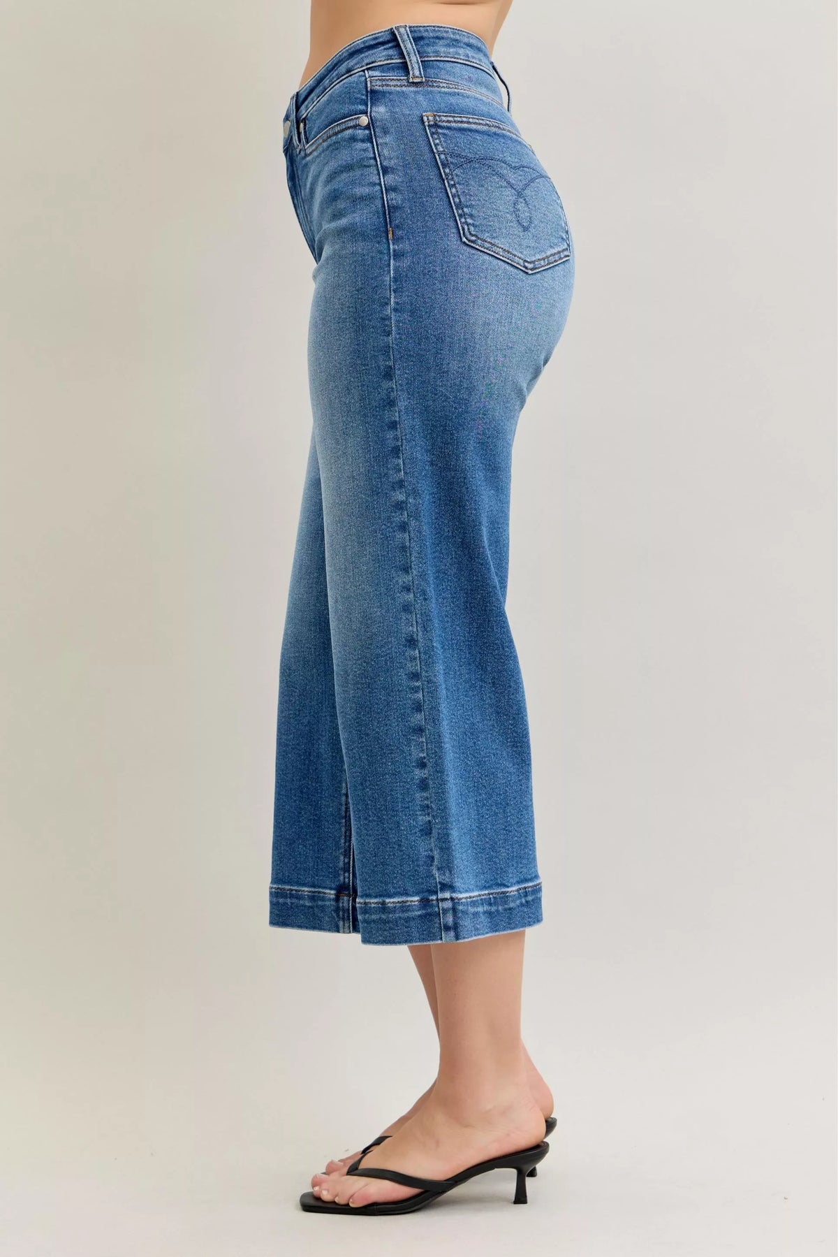 Judy Blue Mid Rise Crop Wide Leg Jeans - Sydney So Sweet