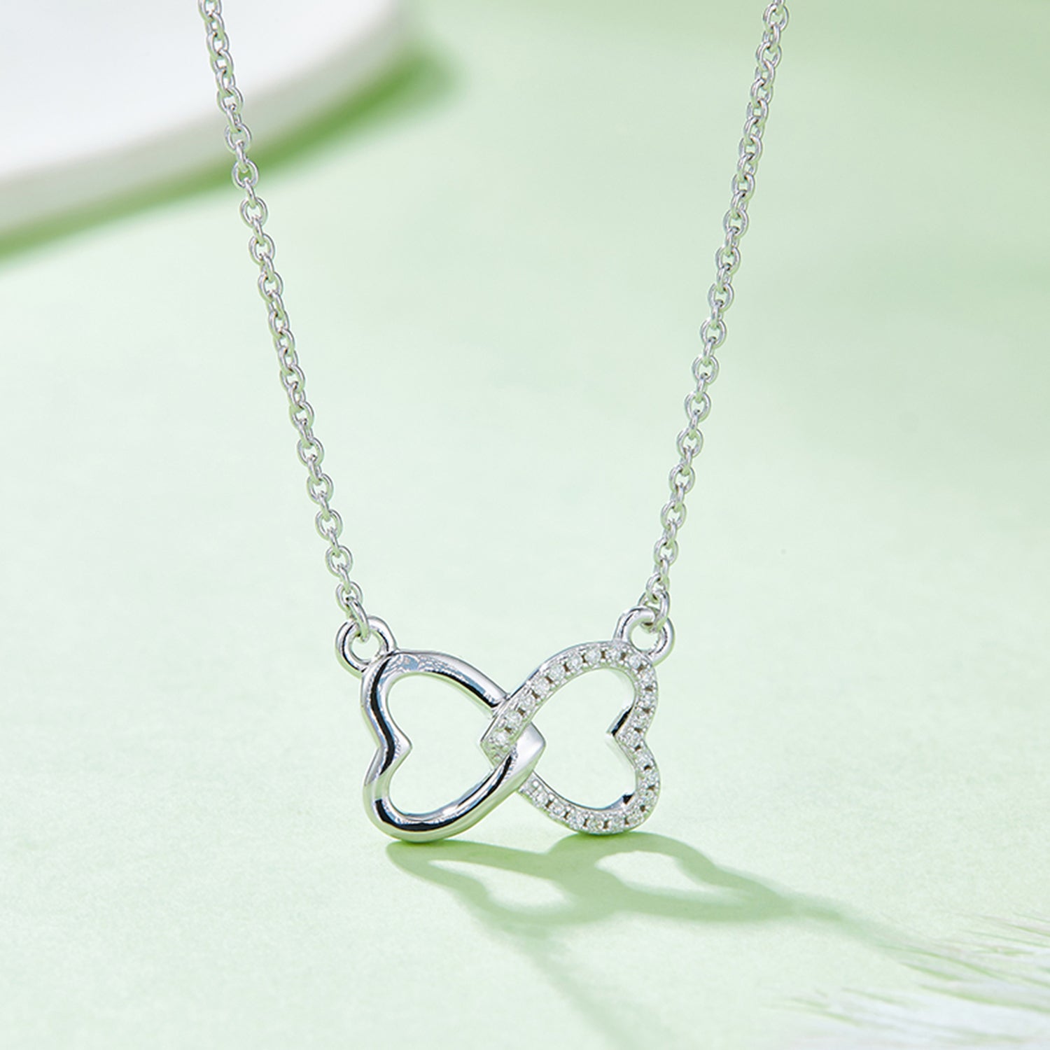 Moissanite 925 Sterling Silver Heart Bow Necklace - Sydney So Sweet