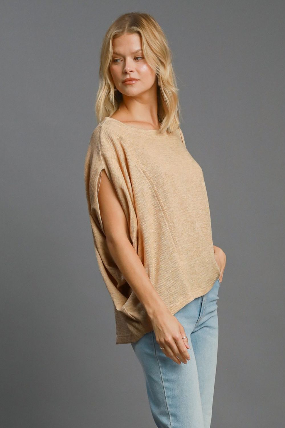 Umgee Exposed Seam Round Neck Batwing Sleeve Knit Top - Sydney So Sweet