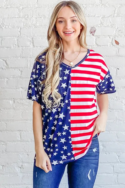 And The Why American Flag Short Sleeve Top - Sydney So Sweet