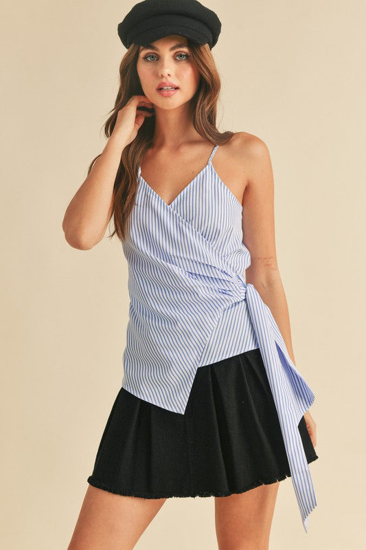 Aemi + Co Side Knotted Surplice Striped Cami - Sydney So Sweet